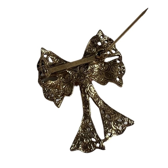 Vintage Antique Jewelry 1928 Romantic Rose adenine Bow Pin Brooch - Picture 5 of 7